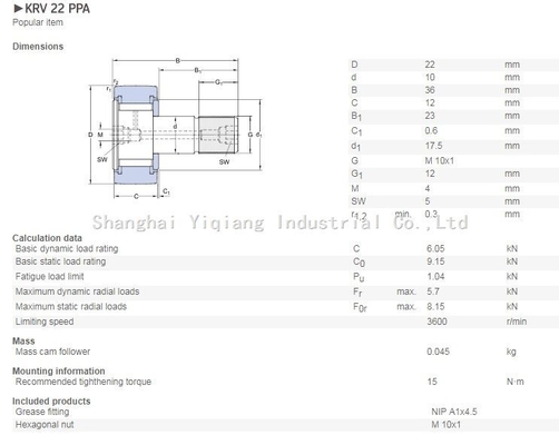 INA KRV 22 PPA , KRV22PPATrack Roller Bearing with bolt ,Cam followers